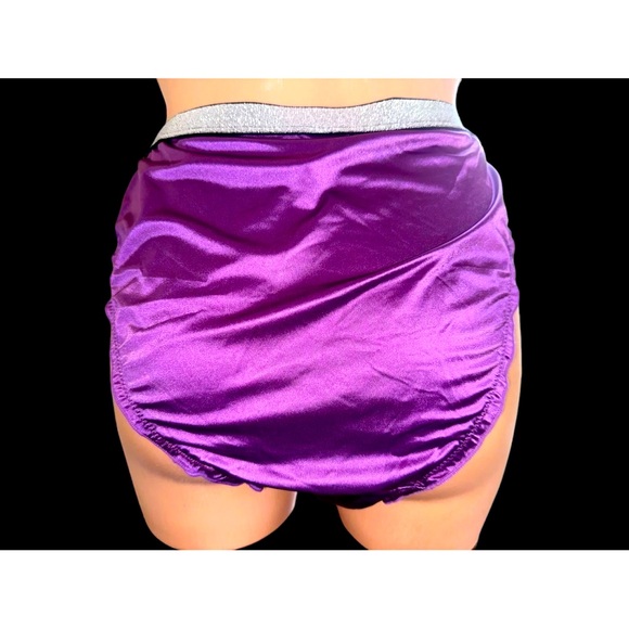 VTG Style 2nd Skin Satin shiny wetlook sissy panties String bikini XL NEW Purple - Picture 5 of 6